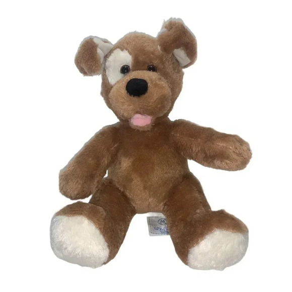 BAB Patches Brown Sugar Puppy Dog White Eye Patch 14" Pink Tongue Stuffed Animal - Picture 6 of 12